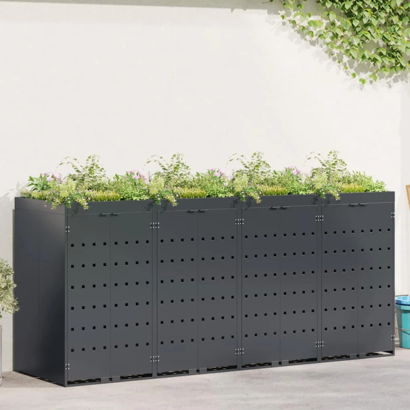 vidaXL Ratiņu tvertņu glabāšana 4 tvertņiem Antracīts