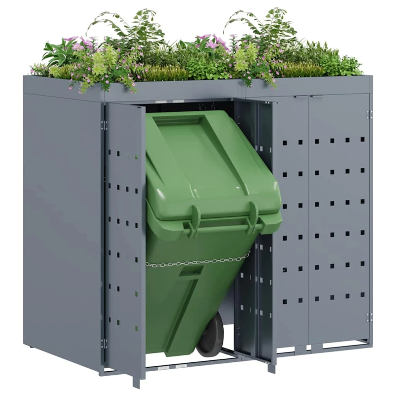 vidaXL Ratiņu tvertņu glabāšana 2 tvertņiem Gaiši pelēks