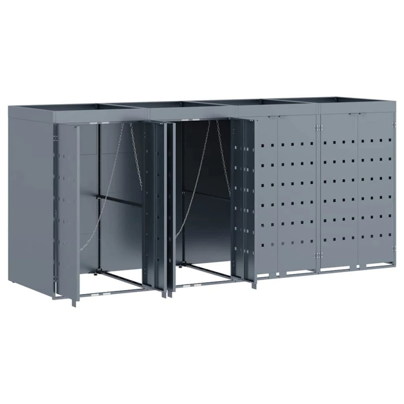 vidaXL Ratiņu tvertņu glabāšana 4 tvertņiem Gaiši pelēks