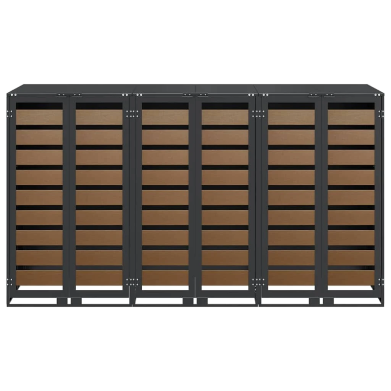 vidaXL Ratiņu tvertņu glabāšana 3 tvertņiem 340 x 77.5 x 115.5 cm