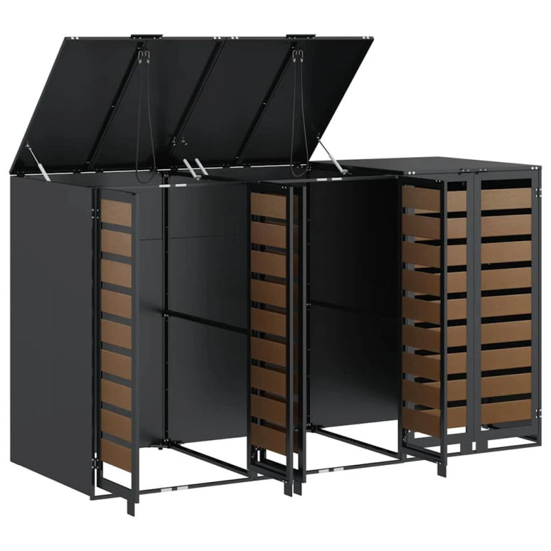 vidaXL Ratiņu tvertņu glabāšana 3 tvertņiem 340 x 77.5 x 115.5 cm