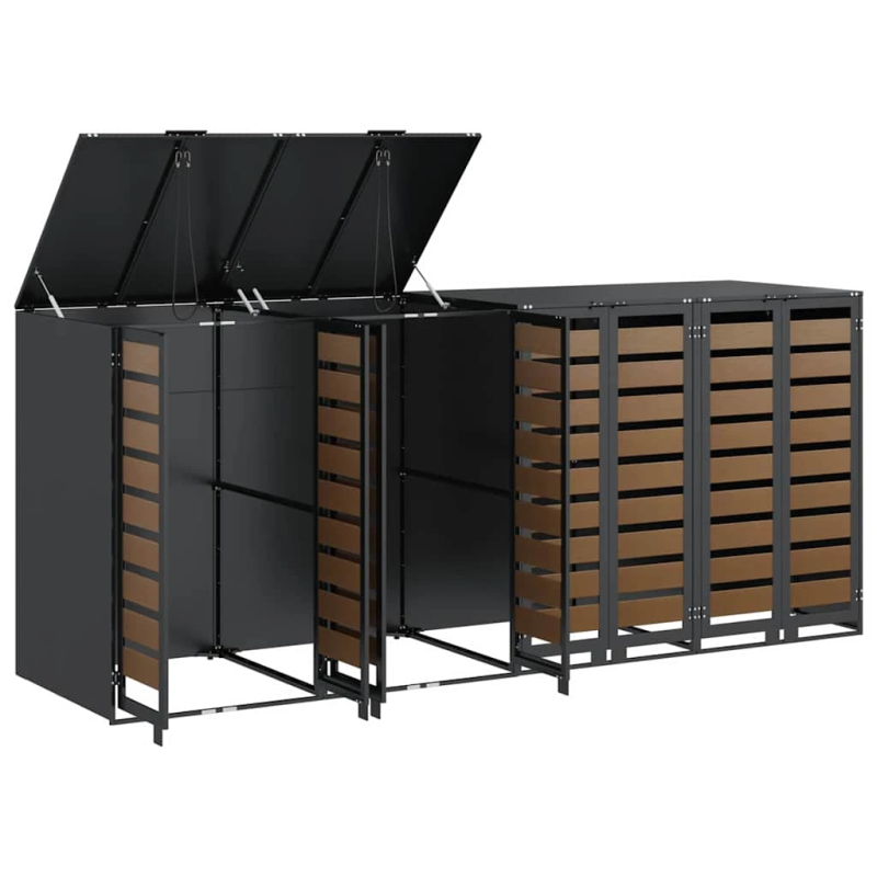 vidaXL Ratiņu tvertņu glabāšana 3 tvertņiem 340 x 77.5 x 115.5 cm