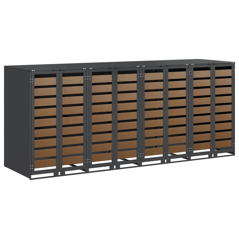 vidaXL Ratiņu tvertņu glabāšana 3 tvertņiem 340 x 77.5 x 115.5 cm