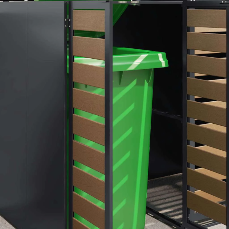 vidaXL Ratiņu tvertņu glabāšana 3 tvertņiem 340 x 77.5 x 115.5 cm