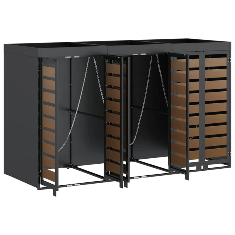 vidaXL Ratiņu tvertņu glabāšana 3 tvertņiem 340 x 77.5 x 115.5 cm