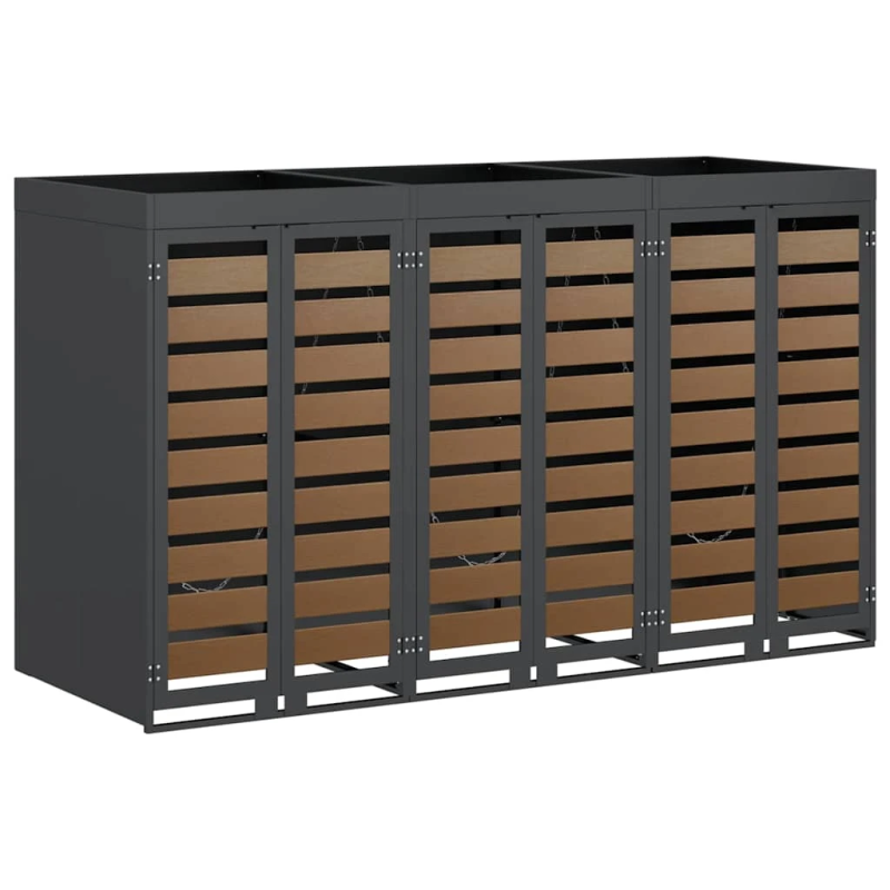 vidaXL Ratiņu tvertņu glabāšana 3 tvertņiem 340 x 77.5 x 115.5 cm