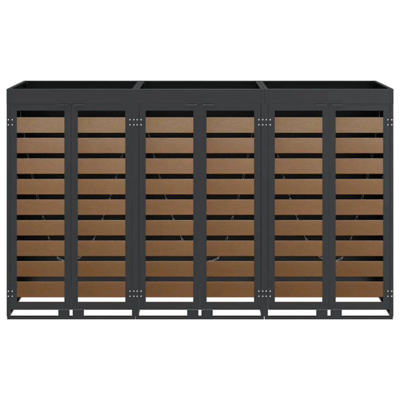 vidaXL Ratiņu tvertņu glabāšana 3 tvertņiem 340 x 77.5 x 115.5 cm