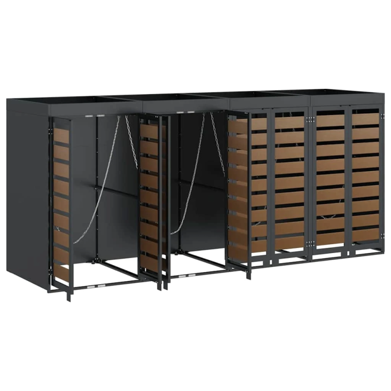 vidaXL Ratiņu tvertņu glabāšana 3 tvertņiem 340 x 77.5 x 115.5 cm