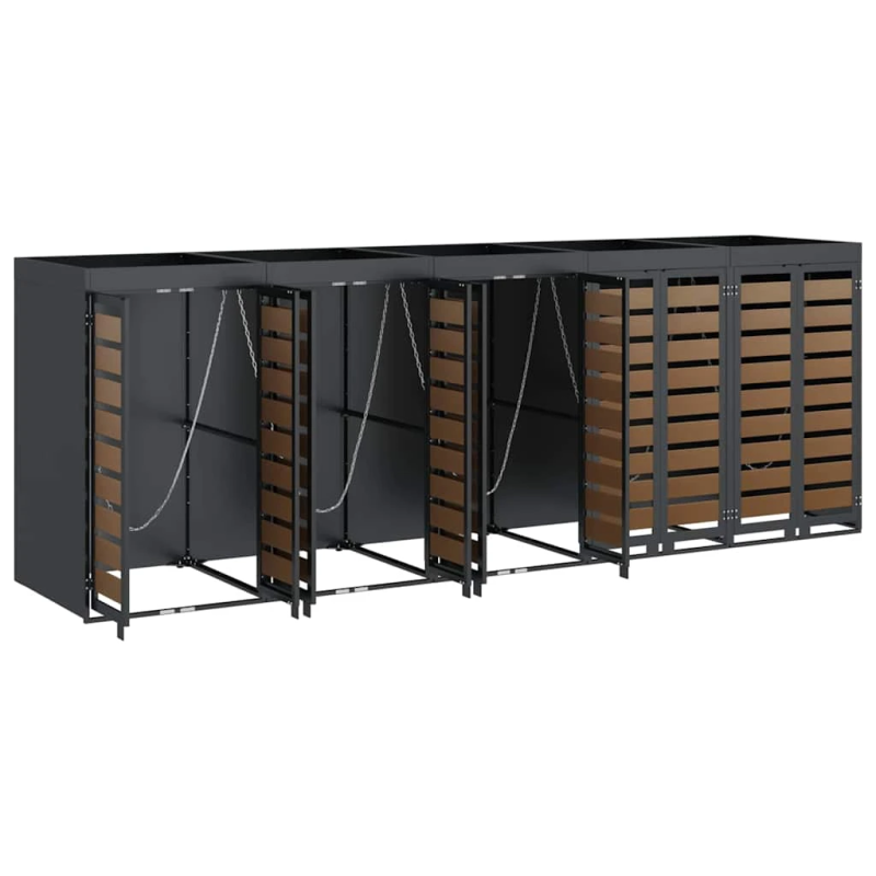 vidaXL Ratiņu tvertņu glabāšana 3 tvertņiem 340 x 77.5 x 115.5 cm