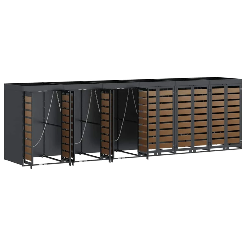 vidaXL Ratiņu tvertņu glabāšana 3 tvertņiem 340 x 77.5 x 115.5 cm