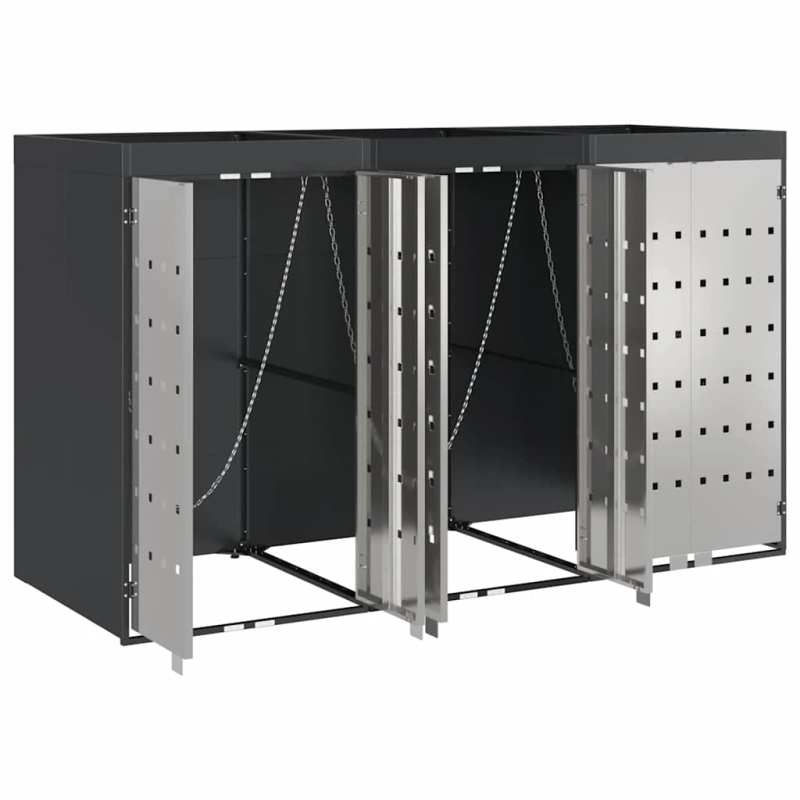 vidaXL Ratiņu tvertņu glabāšana 3 tvertņiem 340 x 77.5 x 115.5 cm