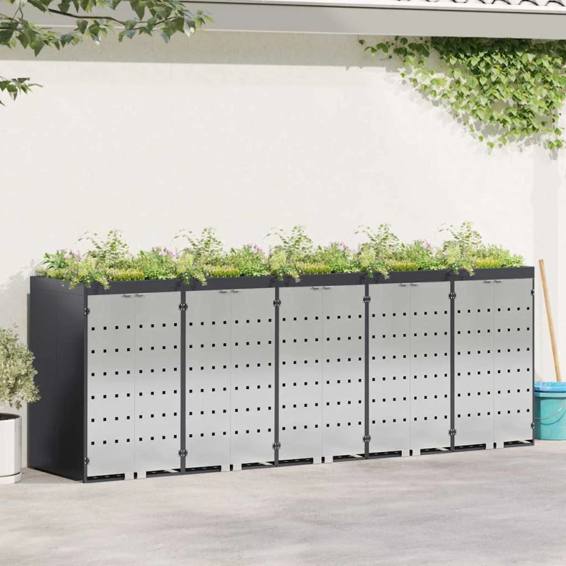 vidaXL Ratiņu tvertņu glabāšana 3 tvertņiem 340 x 77.5 x 115.5 cm