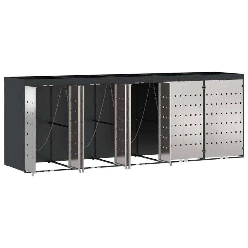 vidaXL Ratiņu tvertņu glabāšana 3 tvertņiem 340 x 77.5 x 115.5 cm