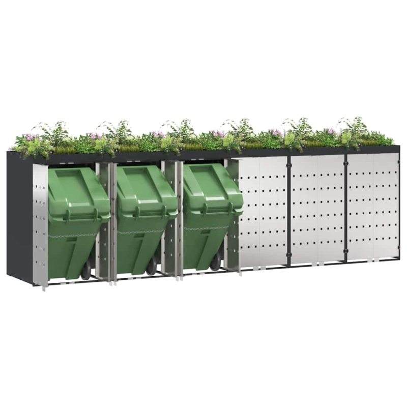 vidaXL Ratiņu tvertņu glabāšana 3 tvertņiem 340 x 77.5 x 115.5 cm