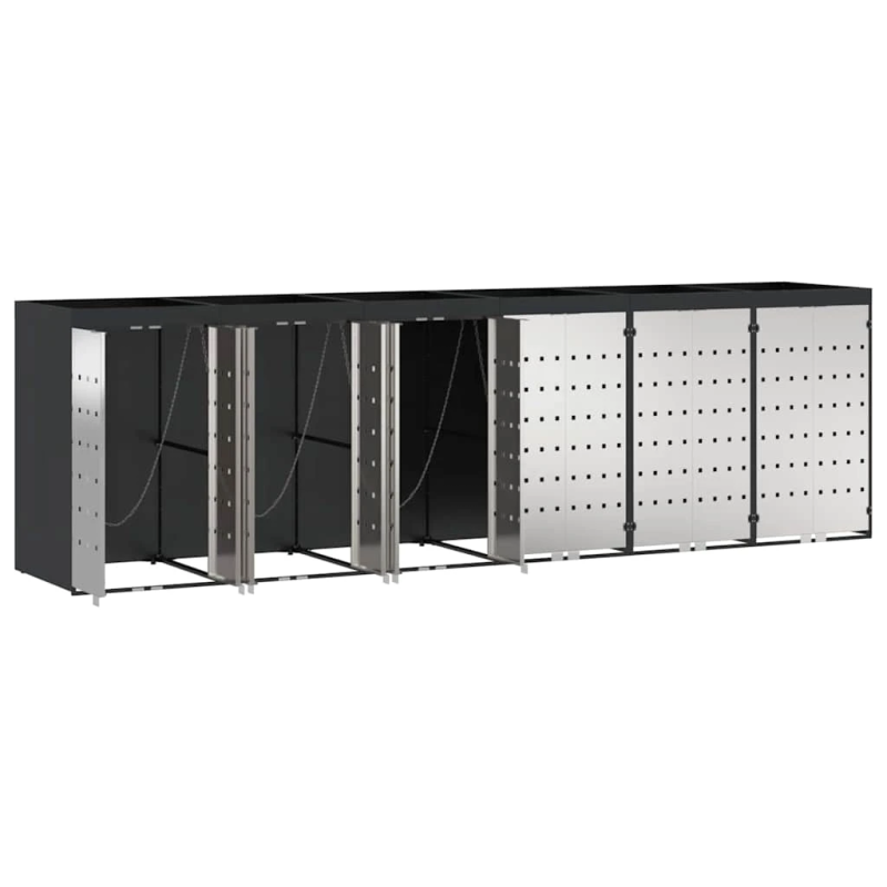 vidaXL Ratiņu tvertņu glabāšana 3 tvertņiem 340 x 77.5 x 115.5 cm