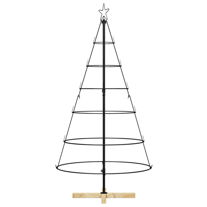 vidaXL Ziemassvētku konusu koks ar statīvu Melna 150 cm Tērauds