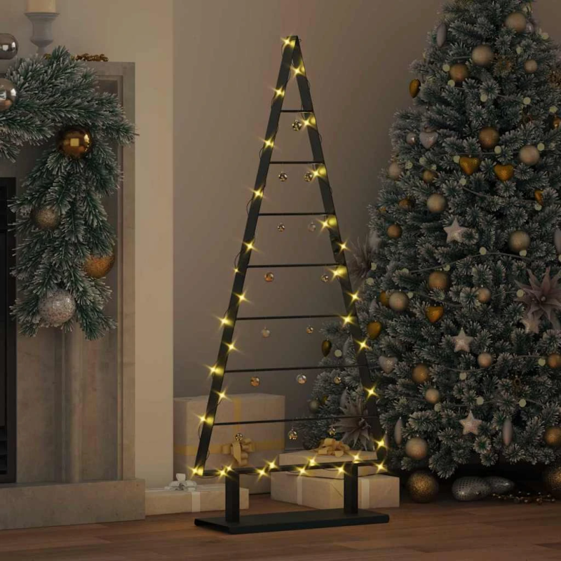 vidaXL Metāla Ziemassvētku koks ar statīvu Melna 125,5 cm Tērauds