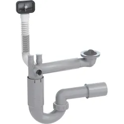 Sifoon 1 1-2X50mm topelt väljavooluga, ülevooluga, pesumasin.