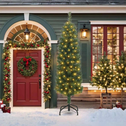 vidaXL Mākslīgā Ziemassvētku eglīte su 300 LED ar statīvu Zaļa 210 cm