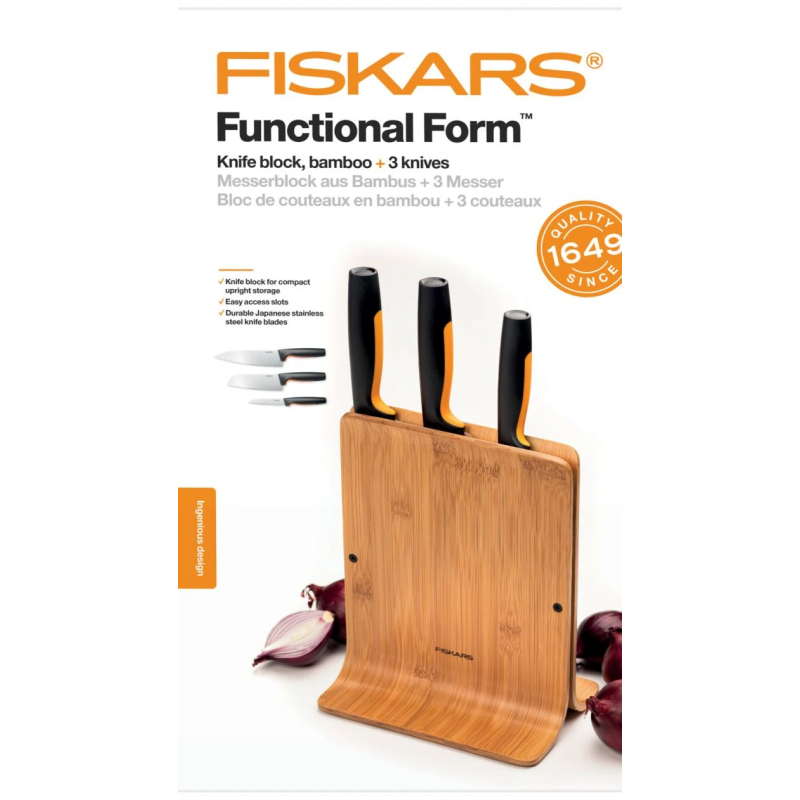 Fiskars Functional Form bambusa nažu bloks ar 3 nažiem ,1057553,