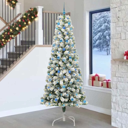 vidaXL Mākslīgā Saliekamā Ziemassvētku Egle Zaļš un balts 240 cm