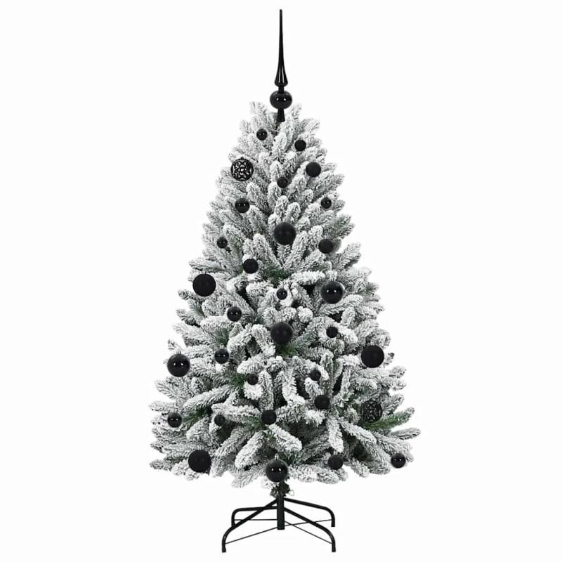 vidaXL Mākslīgā Ziemassvētku eglīte Zaļš un balts 120 cm PVC un metāls