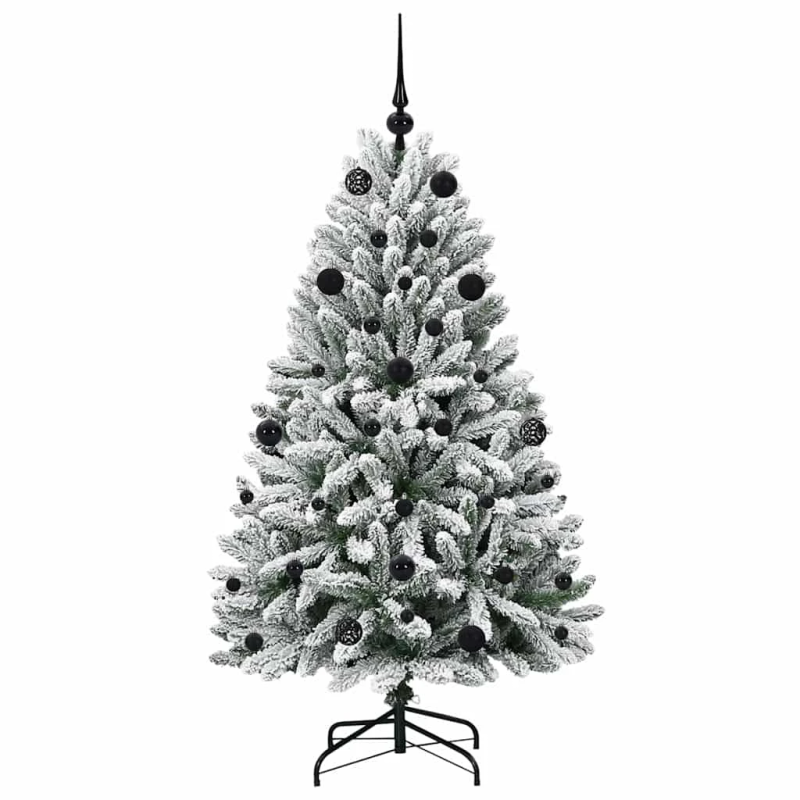 vidaXL Mākslīgā Ziemassvētku eglīte Zaļš un balts 150 cm PVC un metāls