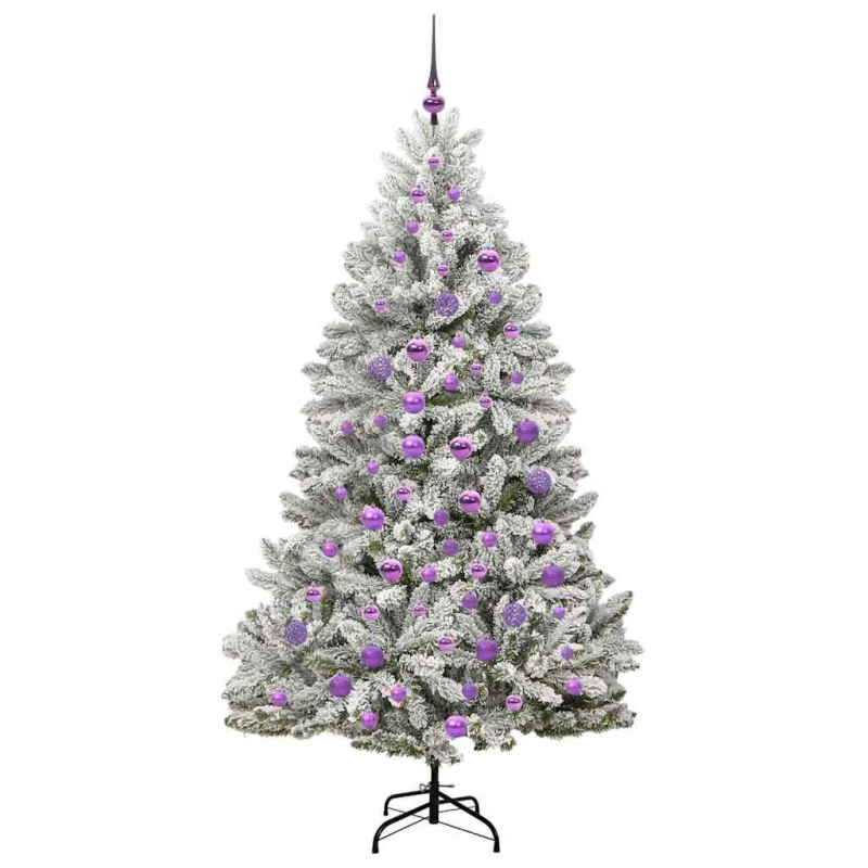 vidaXL Mākslīgā Ziemassvētku eglīte Zaļš un balts 180 cm PVC un metāls