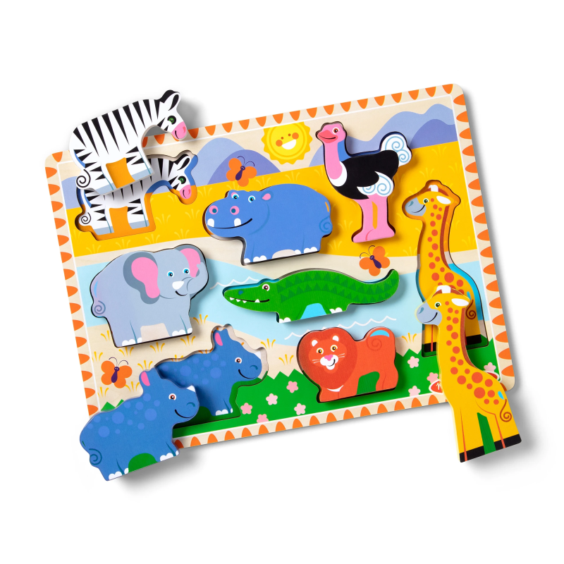 MELISSA & DOUG Safari puzle ar lieliem gabaliem