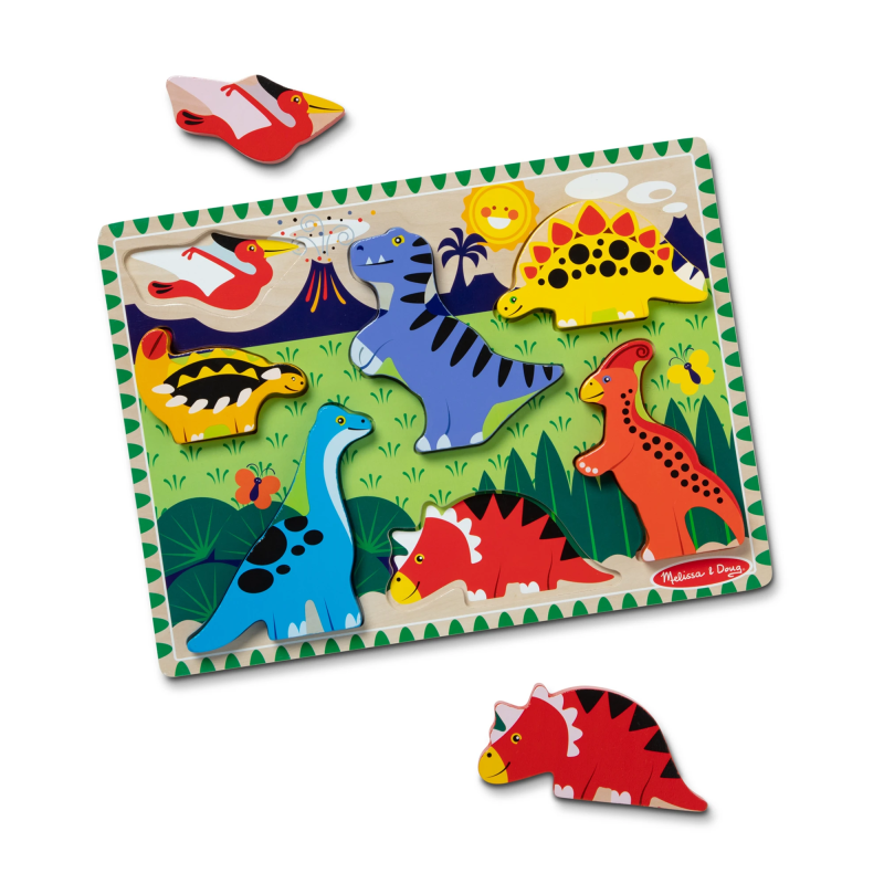 MELISSA & DOUG Dinozauru puzle ar lieliem gabaliem