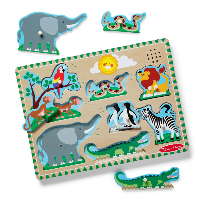 MELISSA & DOUG Puzle ar skaņu Zooloģiskā dārza dzīvnieki