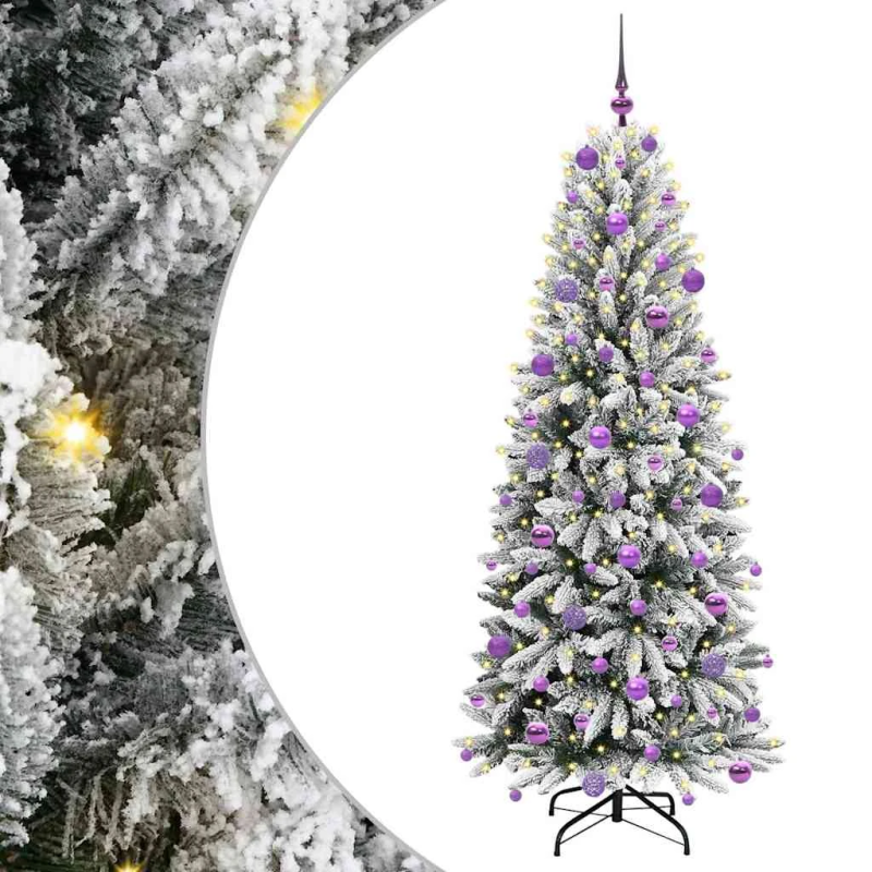vidaXL Mākslīgā Ziemassvētku eglīte su 300 LED ar statīvu Balts 180 cm