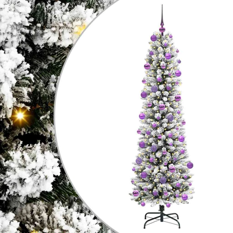 vidaXL Mākslīgā Ziemassvētku eglīte su 300 LED ar statīvu Balts 210 cm