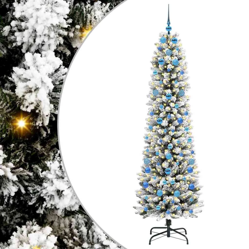vidaXL Mākslīgā Ziemassvētku eglīte su 300 LED ar statīvu Balts 210 cm