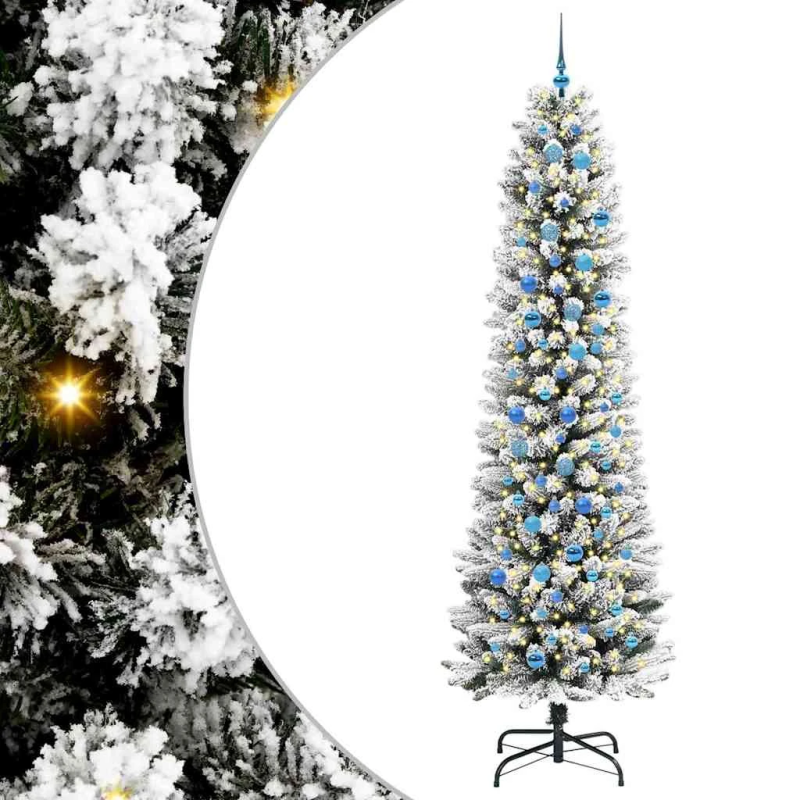vidaXL Mākslīgā Ziemassvētku eglīte su 300 LED ar statīvu Balts 240 cm