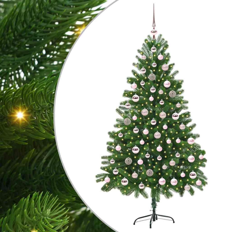 vidaXL Ziemassvētku eglīte su 300 LED ar statīvu Zaļa 180 cm PE