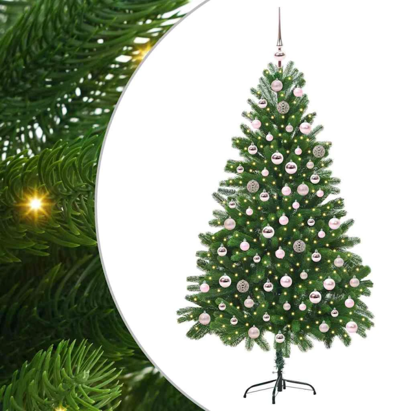 vidaXL Ziemassvētku eglīte su 300 LED ar statīvu Zaļa 210 cm PE