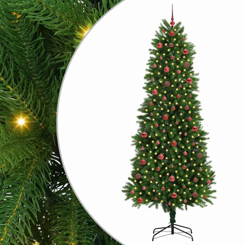 vidaXL Ziemassvētku eglīte su 300 LED ar statīvu Zaļa 240 cm PE