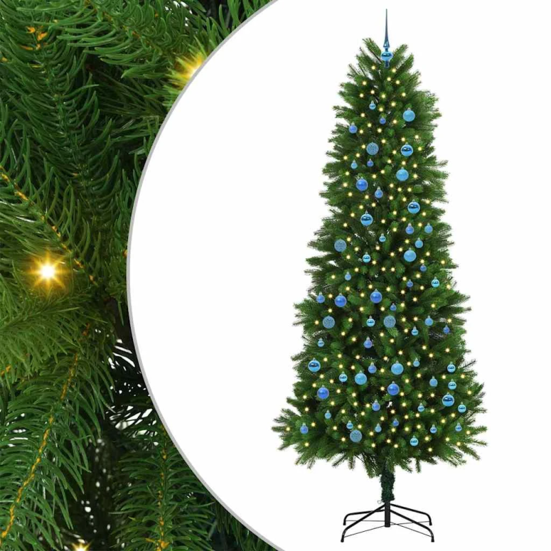 vidaXL Ziemassvētku eglīte su 300 LED ar statīvu Zaļa 240 cm PE