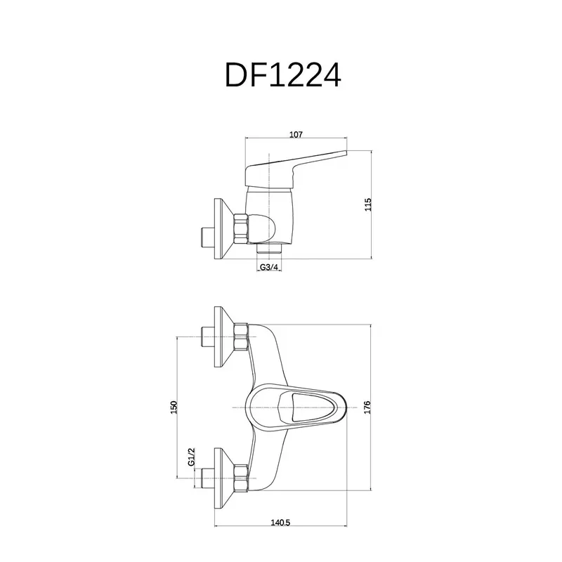 Vannas maisītājs ar dušas komplektu Thema Lux Zoe DF1223, hroma krās.