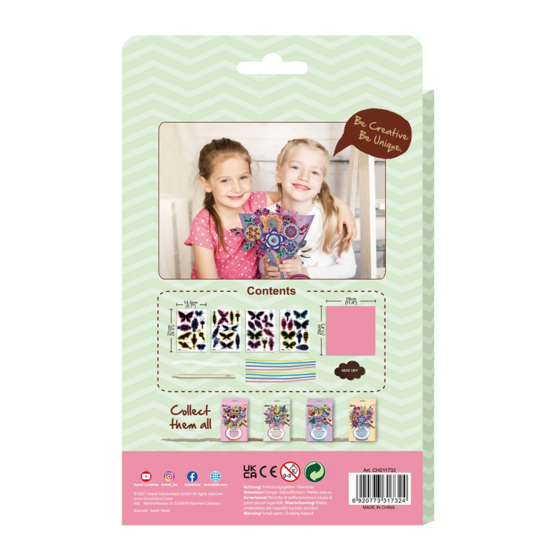 AVENIR Skrāpējamo attēlu komplekts: Tauriņu pušķis