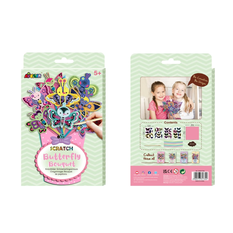 AVENIR Skrāpējamo attēlu komplekts: Tauriņu pušķis