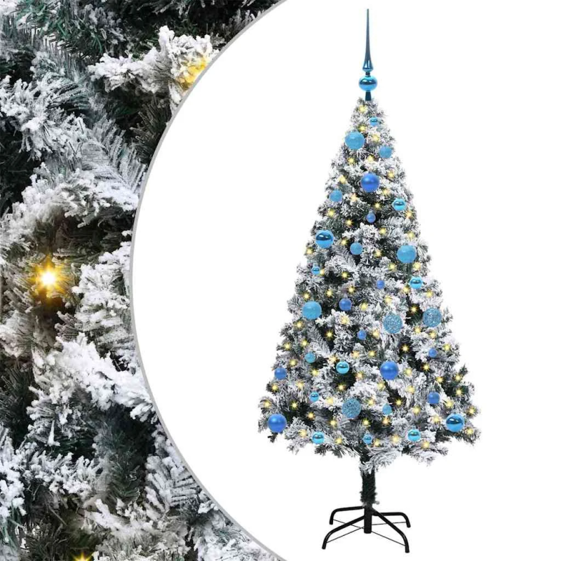 vidaXL Mākslīgā Ziemassvētku eglīte su 150 LED ar statīvu Balts 150 cm