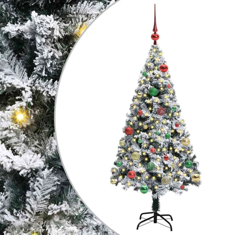 vidaXL Mākslīgā Ziemassvētku eglīte su 150 LED ar statīvu Balts 150 cm