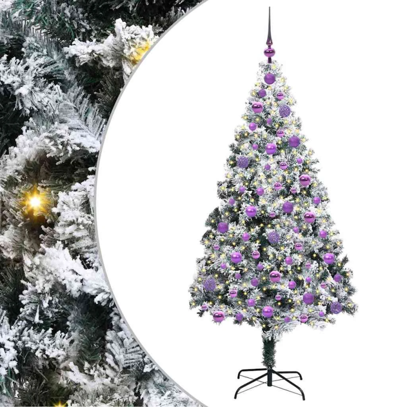 vidaXL Mākslīgā Ziemassvētku eglīte su 300 LED ar statīvu Balts 180 cm