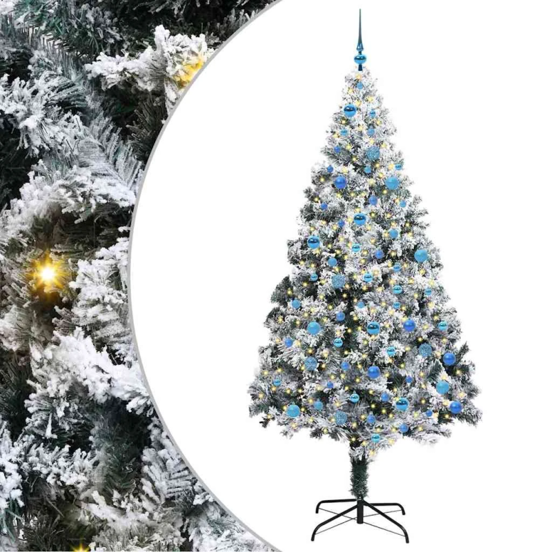 vidaXL Mākslīgā Ziemassvētku eglīte su 300 LED ar statīvu Balts 240 cm