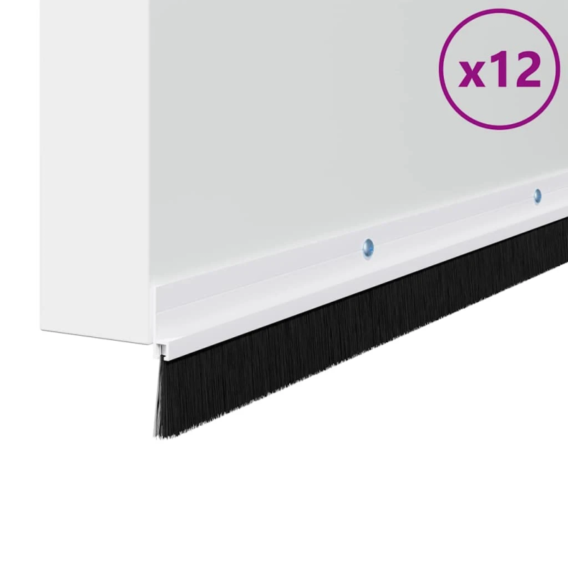 vidaXL Skrūvējami durvju birstes blīvējumi 12 pcs Balts 100 cm
