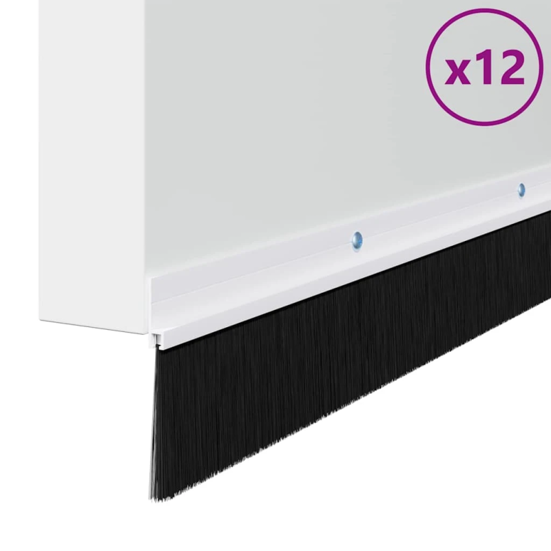 vidaXL Skrūvējami durvju birstes blīvējumi 12 pcs Balts 100 cm