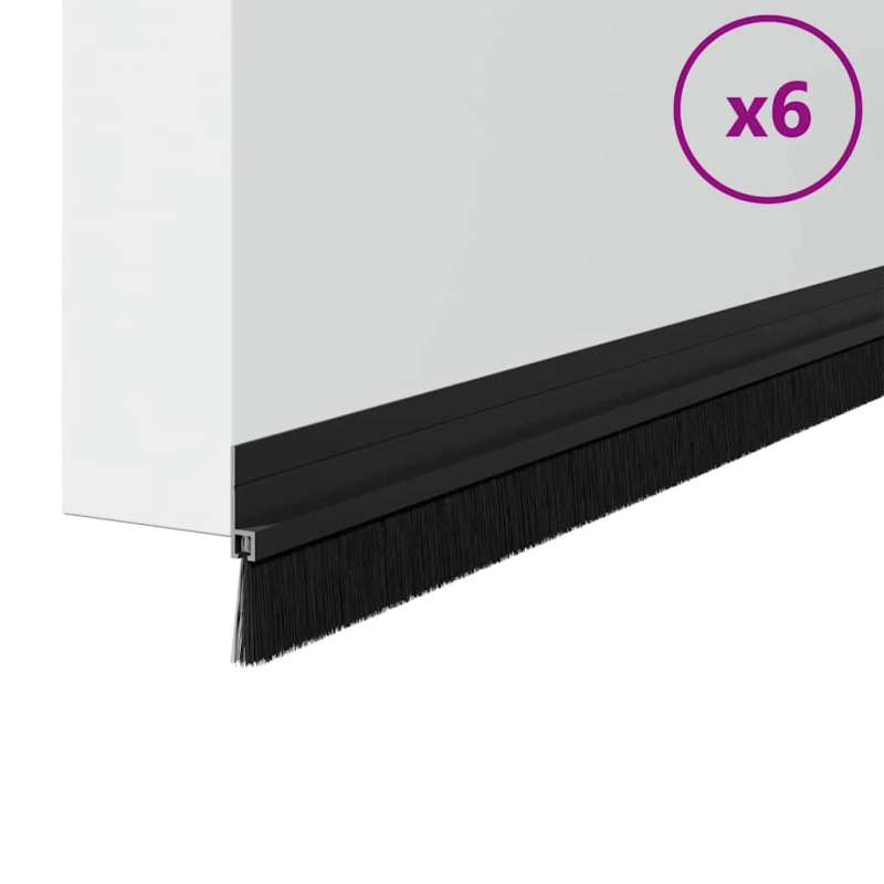 vidaXL Pašlīpojošas durvju birstes 6 pcs Melna 100 cm