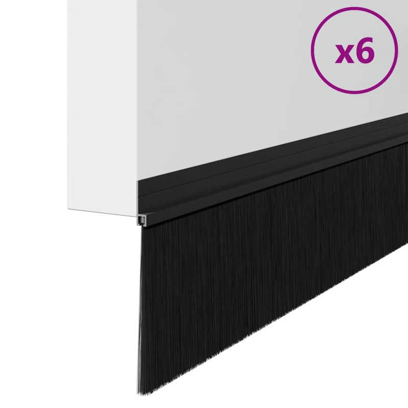 vidaXL Pašlīpojošas durvju birstes 6 pcs Melna 100 cm